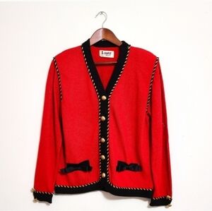 Vintage Laura Alyzia Red & Black Button Up Cardigan